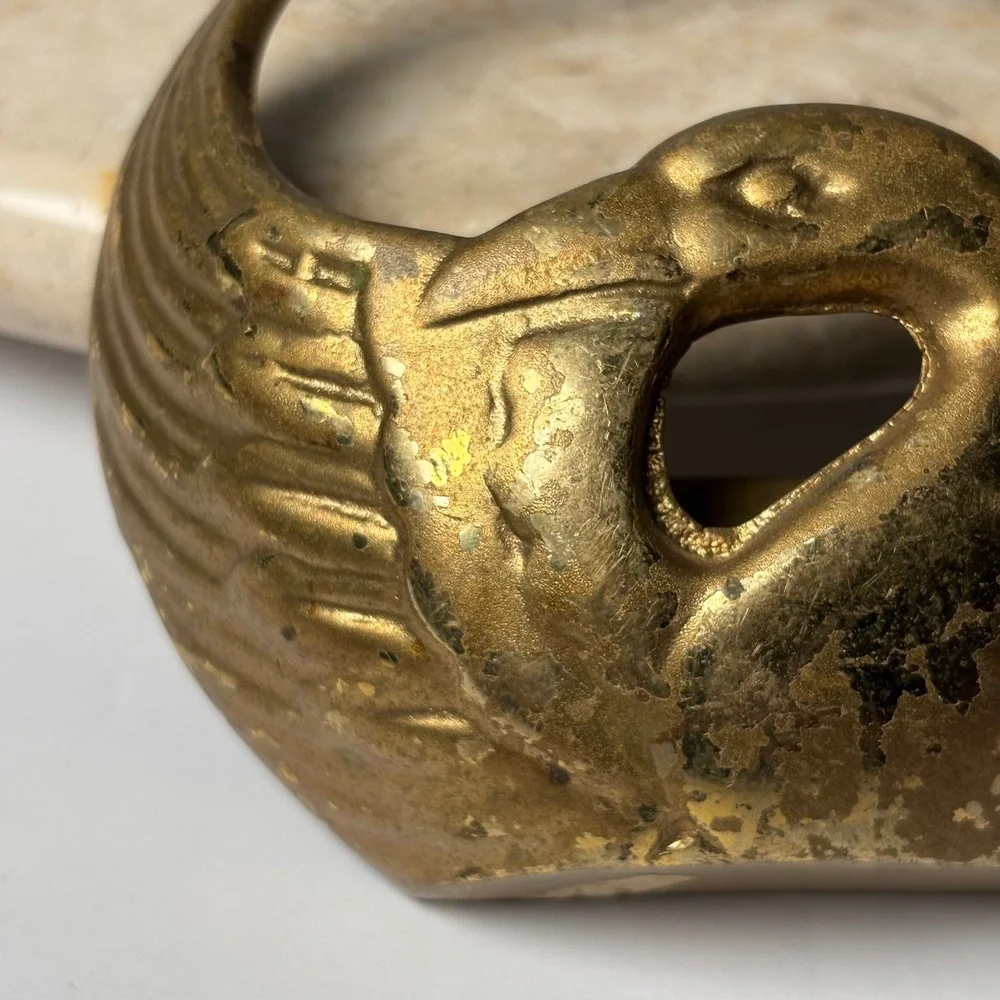 Brass Swan Wall Hook OS Gold Vintage Hollywood Regency Bird Decor